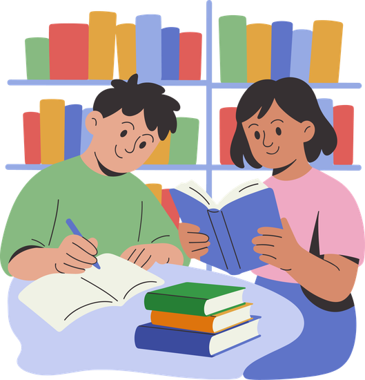 Happy library patrons